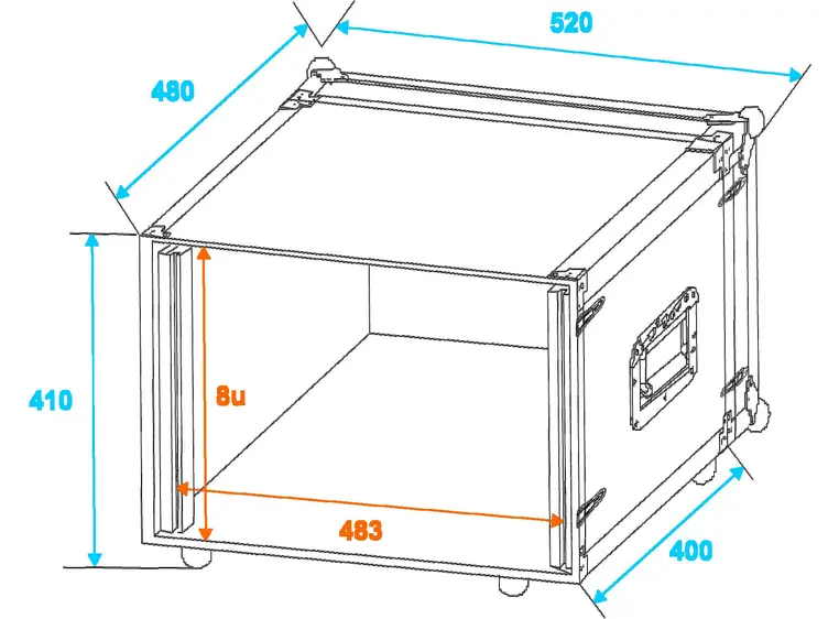 Effect rack CO DD, D:36cm, 8U, black 